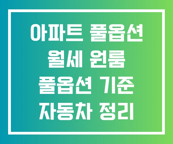 아파트 풀옵션 월세 원룸 풀옵션 기준 자동차 정리
