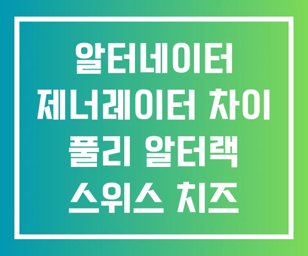 알터네이터 제너레이터 차이 풀리 알터랙 스위스 치즈