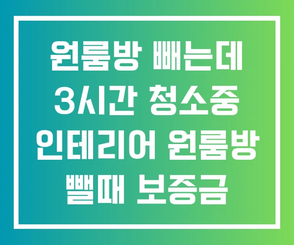 원룸방 빼는데 3시간 청소중 인테리어 원룸방 뺄때 보증금